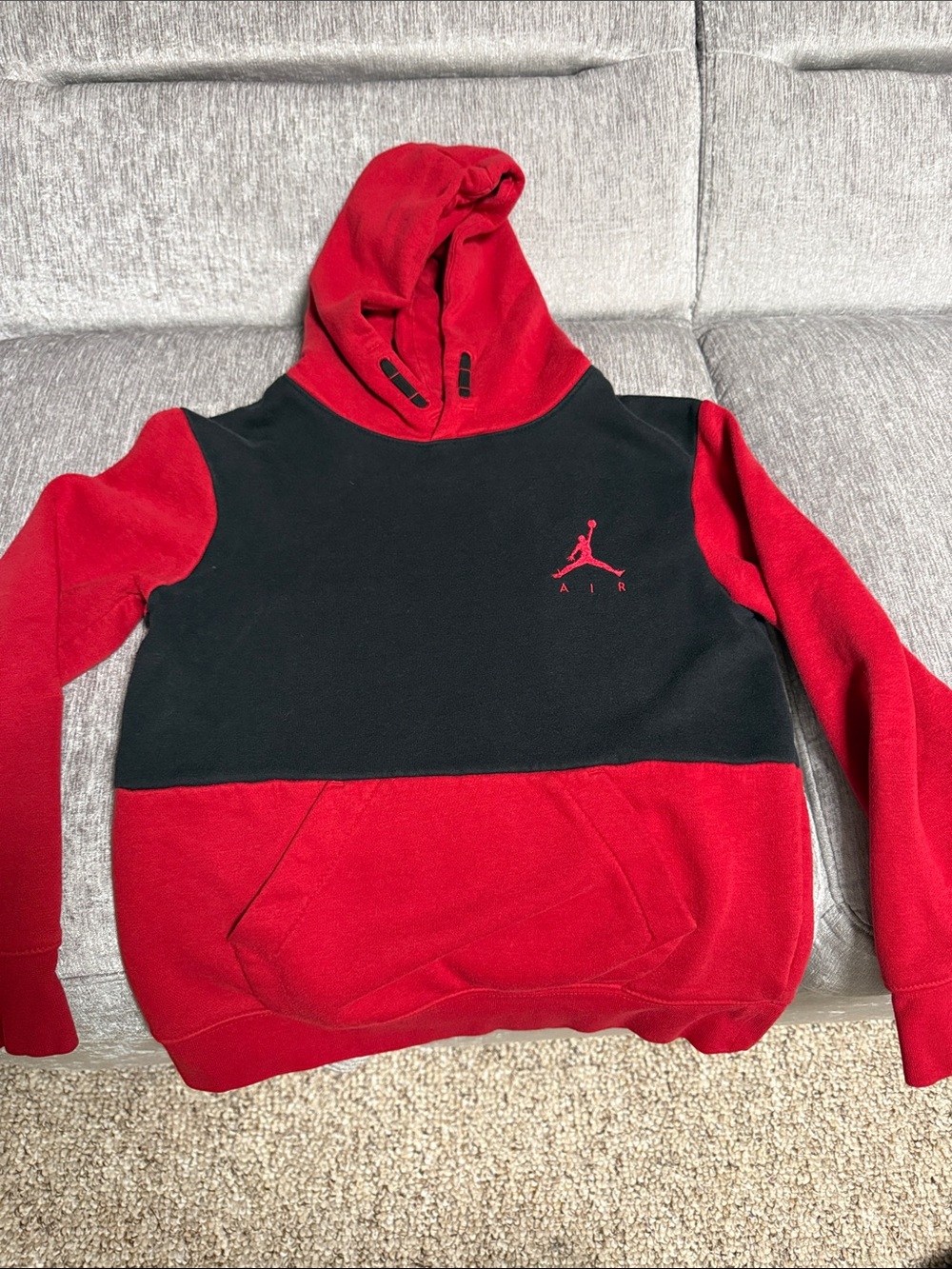 Jordan Red and Black Crewneck Pullover Hoodie